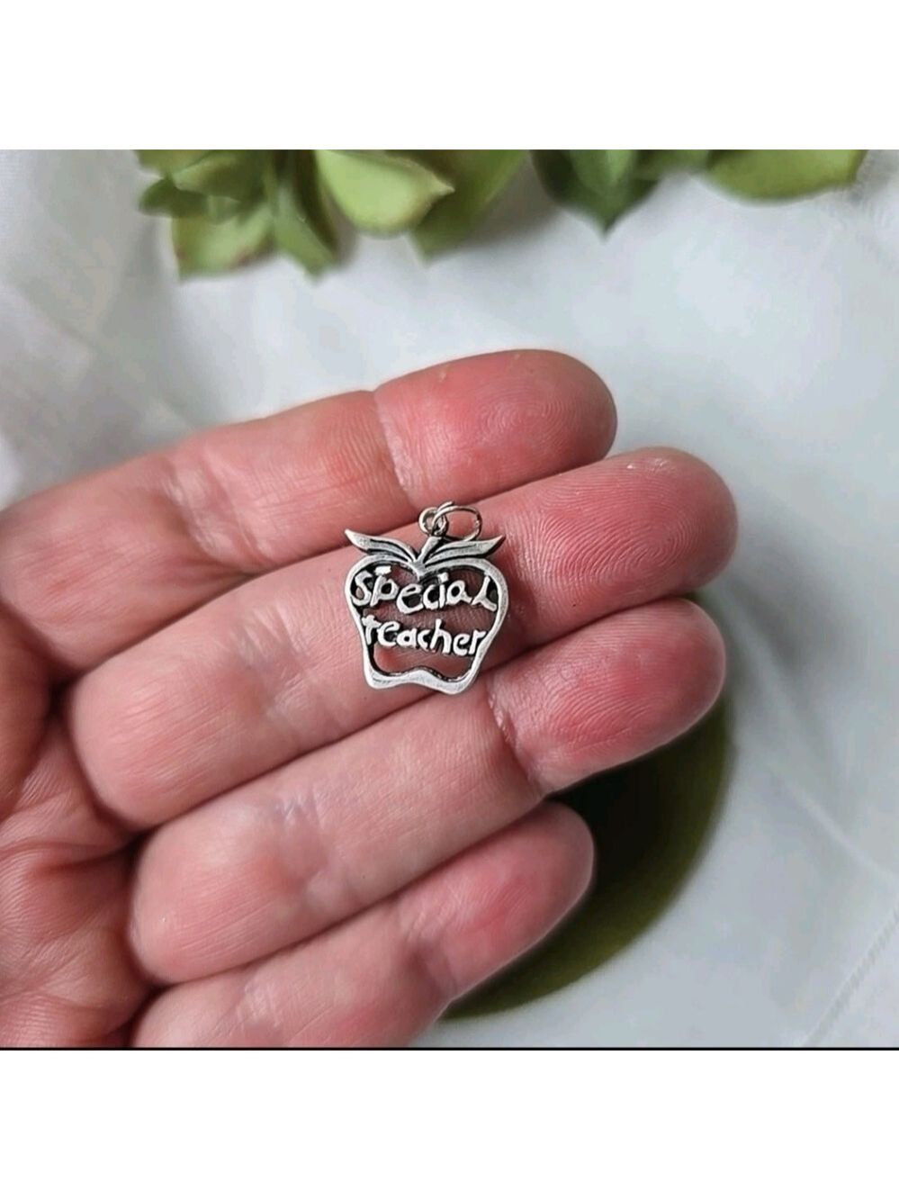 Vintage Sterling Silver Special Teacher Apple Charm .925